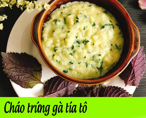 Cháo trứng tía tô kết hợp với kinh giới TRỊ CẢM CÚM BÀ BẦU
